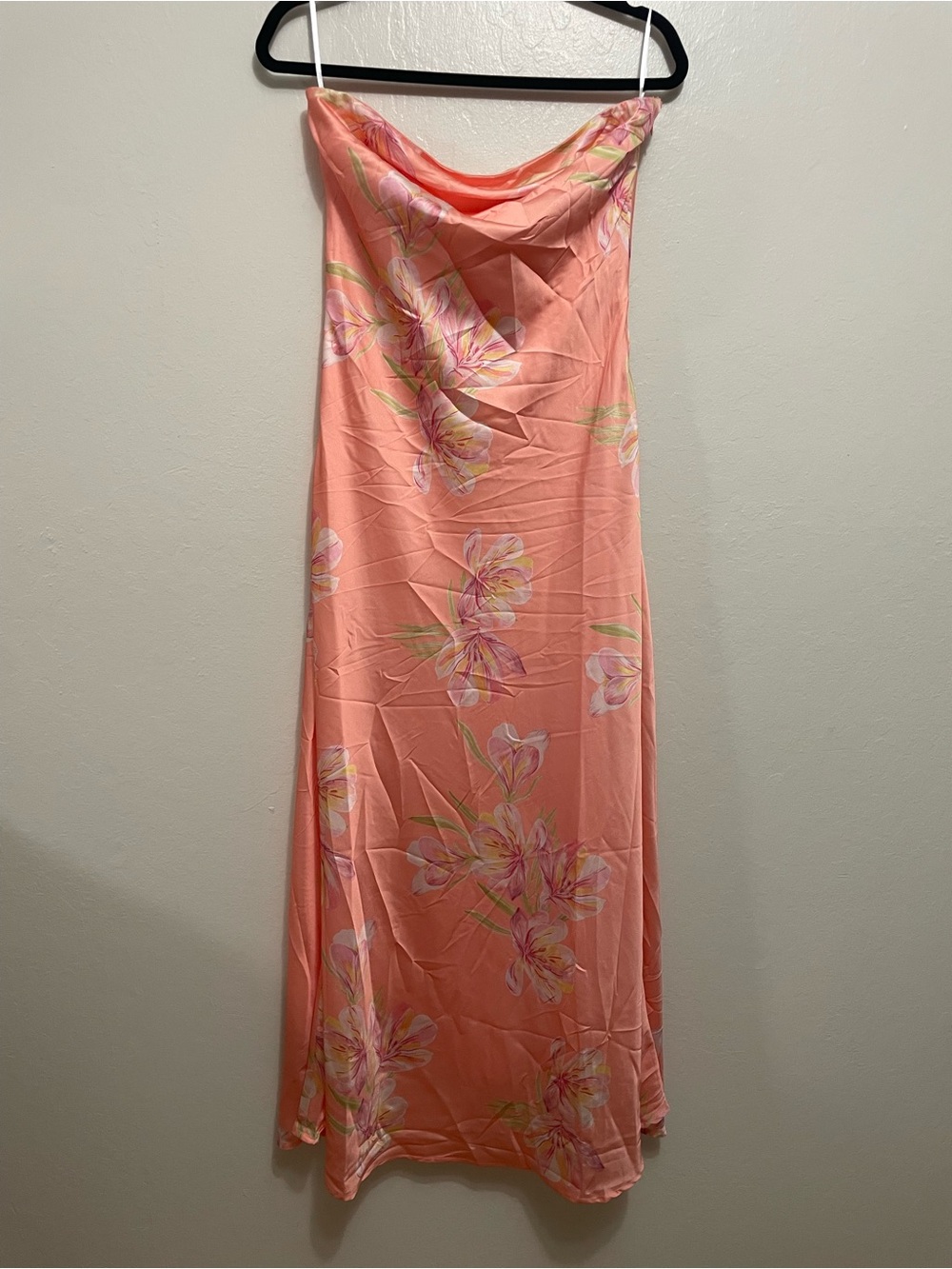 NWT Anthropologie Paper Heart Strapless Maxi Dress Coral Floral Large